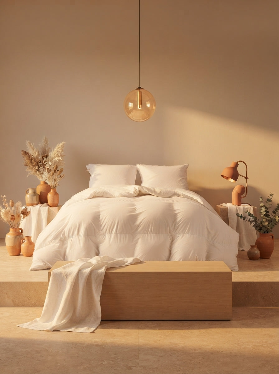 The Example product displayed on a modern surface with terracotta and white decor accents under soft warm lighting.
